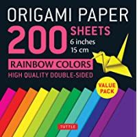 Origami Paper 200 sheets Rainbow Colors 6&quot- (15 cm): Tuttle Origami Paper: High-Quality Double Sided Origami Sheets…